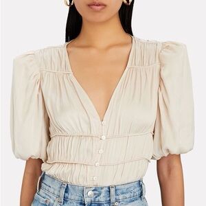 FRAME Crop Puff Sleeve Julianne Top - L